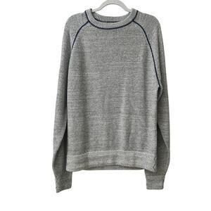 32 BAR BLUES Men's L Linen Cotton Blend Grey Fisherman Crew Neck Casual Sweater